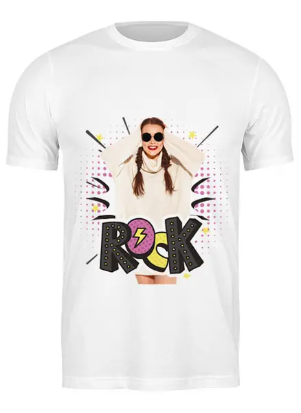 Заказать мужскую футболку в Москве. Футболка классическая Rock girl от illunovart  - готовые дизайны и нанесение принтов.
