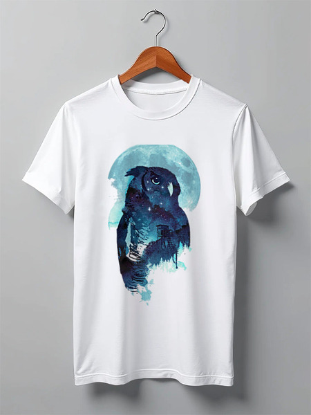 Заказать мужскую футболку в Москве. Футболка классическая Midnight Owl от YellowCloverShop - готовые дизайны и нанесение принтов.