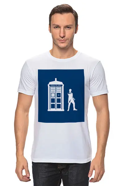 Заказать мужскую футболку в Москве. Футболка классическая Доктор Кто от GeekFox  - готовые дизайны и нанесение принтов.