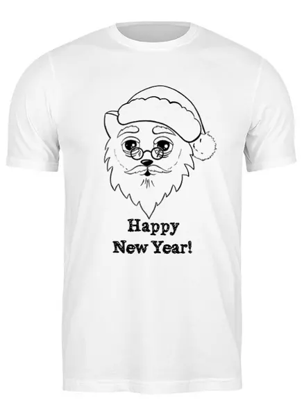 Заказать мужскую футболку в Москве. Футболка классическая Happy New Year от Ekaterina Kalistru - готовые дизайны и нанесение принтов.