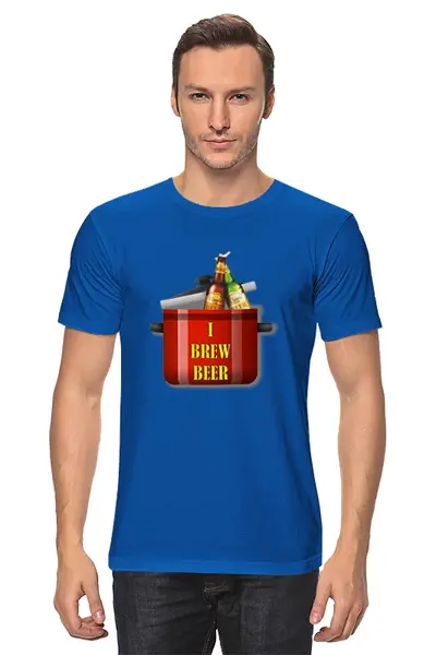 Заказать мужскую футболку в Москве. Футболка классическая I BREW BEER от rybdenis1@yandex.ru - готовые дизайны и нанесение принтов.