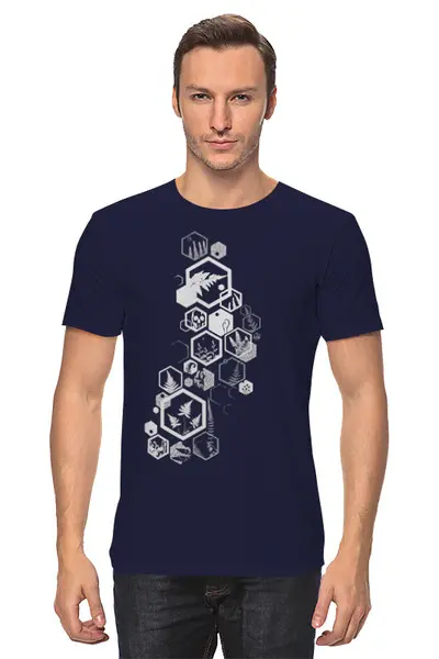 Заказать мужскую футболку в Москве. Футболка классическая Hexagon Fern Ink от oneredfoxstore@gmail.com - готовые дизайны и нанесение принтов.