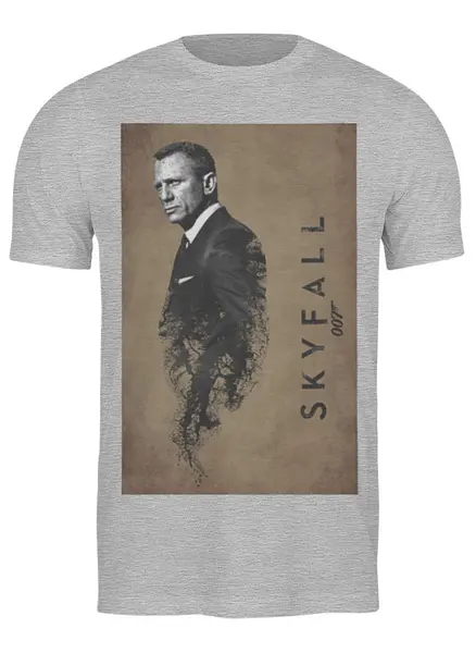 Заказать мужскую футболку в Москве. Футболка классическая Skyfall gray от KinoArt - готовые дизайны и нанесение принтов.