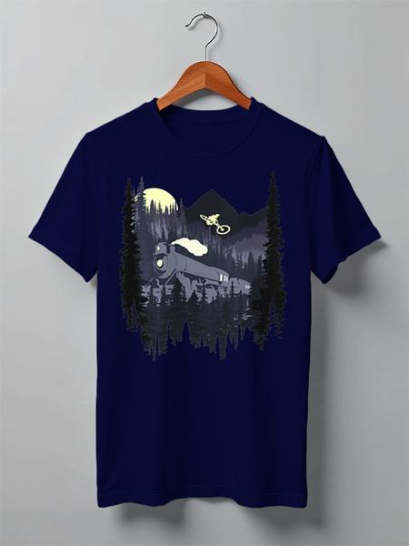 Заказать мужскую футболку в Москве. Футболка классическая Over The Train от oneredfoxstore@gmail.com - готовые дизайны и нанесение принтов.