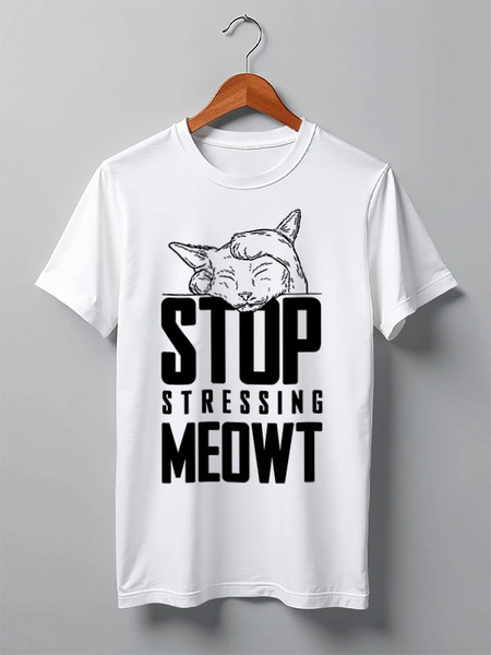 Заказать мужскую футболку в Москве. Футболка классическая Stop stressing от prodesign - готовые дизайны и нанесение принтов.