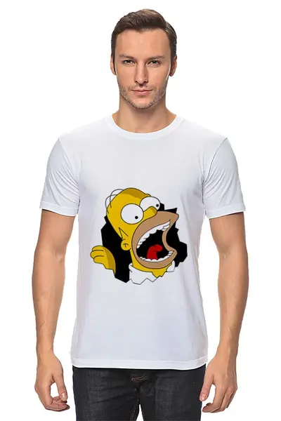 Заказать мужскую футболку в Москве. Футболка классическая Homer Simpson от AppleJack_38rus - готовые дизайны и нанесение принтов.