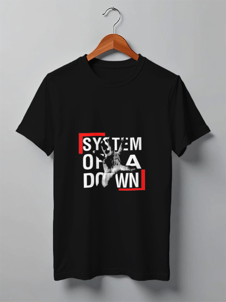 Заказать мужскую футболку в Москве. Футболка классическая System of a down (logo) от Денис - готовые дизайны и нанесение принтов.