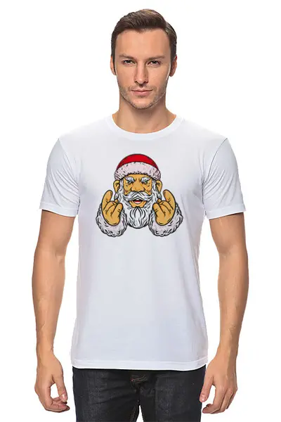 Заказать мужскую футболку в Москве. Футболка классическая Санта хулиган от T-shirt print  - готовые дизайны и нанесение принтов.