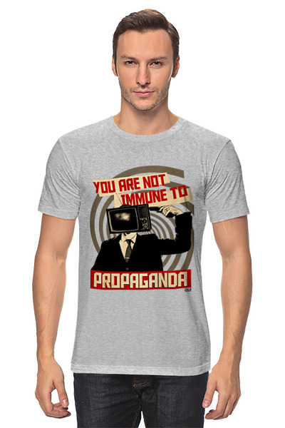 Заказать мужскую футболку в Москве. Футболка классическая You are not immune to propaganda от OEX design - готовые дизайны и нанесение принтов.