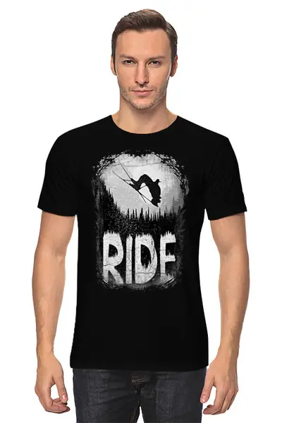 Заказать мужскую футболку в Москве. Футболка классическая Ride Ski от oneredfoxstore@gmail.com - готовые дизайны и нанесение принтов.