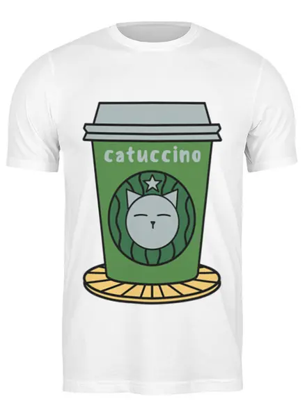Заказать мужскую футболку в Москве. Футболка классическая Catuccino от chistopopitersky - готовые дизайны и нанесение принтов.