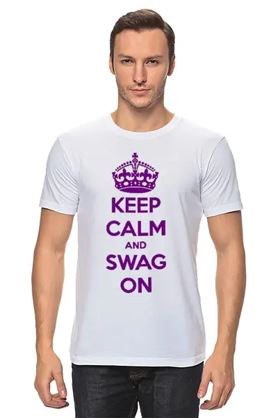 Заказать мужскую футболку в Москве. Футболка классическая Keep calm от Sergio Happy - готовые дизайны и нанесение принтов.