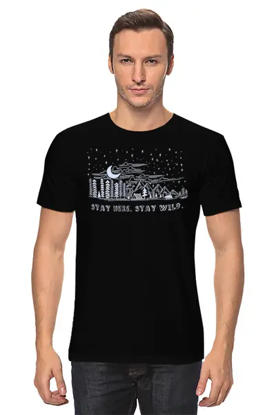 Заказать мужскую футболку в Москве. Футболка классическая Mountains от oneredfoxstore@gmail.com - готовые дизайны и нанесение принтов.