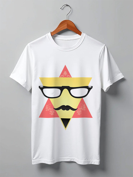 Заказать мужскую футболку в Москве. Футболка классическая  Triangular Face от ZakonVash - готовые дизайны и нанесение принтов.