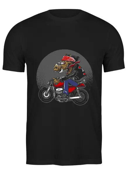 Заказать мужскую футболку в Москве. Футболка классическая Байкер от T-shirt print  - готовые дизайны и нанесение принтов.