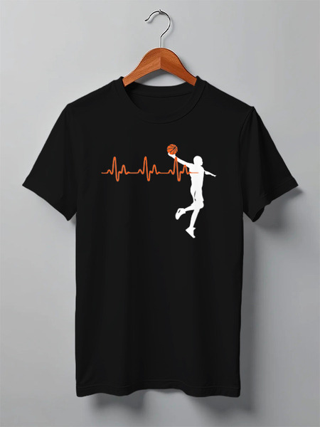 Заказать мужскую футболку в Москве. Футболка классическая Пульс баскетбола от skynatural - готовые дизайны и нанесение принтов.