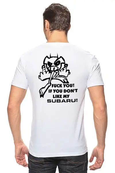 Заказать мужскую футболку в Москве. Футболка классическая SUBARU CLUB F.You (Subaru Club 161) от Евгений Лукьянов - готовые дизайны и нанесение принтов.