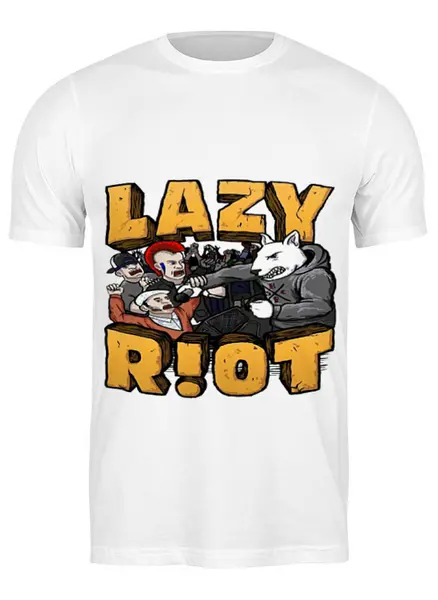 Заказать мужскую футболку в Москве. Футболка классическая Lazy riot от Серега Шнайдер - готовые дизайны и нанесение принтов.