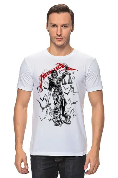 Заказать мужскую футболку в Москве. Футболка классическая Metallica от Серега Шнайдер - готовые дизайны и нанесение принтов.