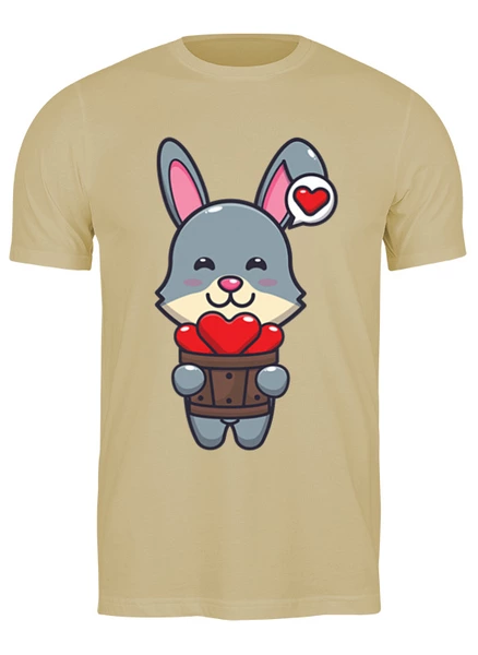 Заказать мужскую футболку в Москве. Футболка классическая Кролик с сердечками от skynatural - готовые дизайны и нанесение принтов.