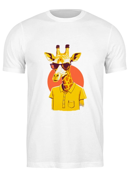 Заказать мужскую футболку в Москве. Футболка классическая Жираф в очках от zStudio Film - готовые дизайны и нанесение принтов.