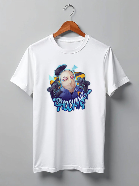 Заказать мужскую футболку в Москве. Футболка классическая [CS:GO Stickers] SHOCKing от nakalyae7 - готовые дизайны и нанесение принтов.