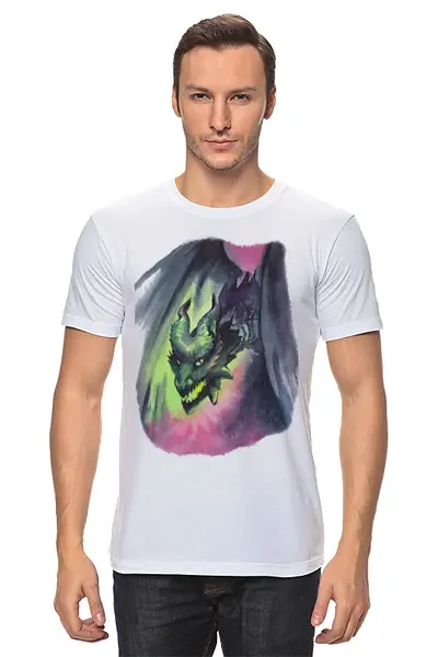Заказать мужскую футболку в Москве. Футболка классическая Сумеречный дракон от irishkalia - готовые дизайны и нанесение принтов.