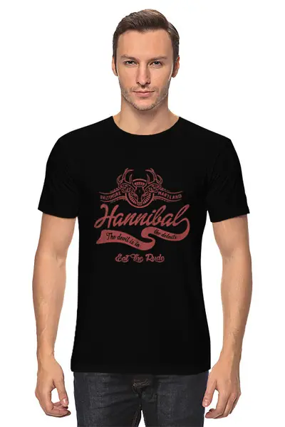 Заказать мужскую футболку в Москве. Футболка классическая Ганнибал от geekbox - готовые дизайны и нанесение принтов.