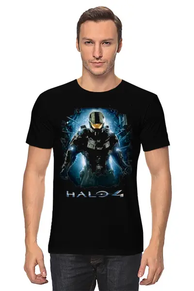 Заказать мужскую футболку в Москве. Футболка классическая Halo 4 от Curipopik - готовые дизайны и нанесение принтов.