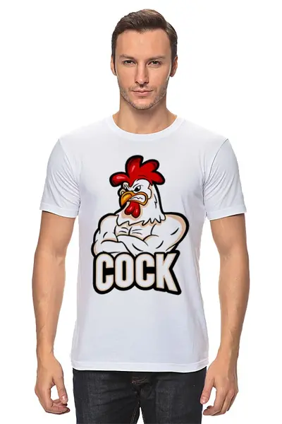 Заказать мужскую футболку в Москве. Футболка классическая Cock  от ПРИНТЫ ПЕЧАТЬ  - готовые дизайны и нанесение принтов.