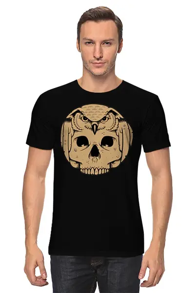 Заказать мужскую футболку в Москве. Футболка классическая OWL Scull / сова с черепом от crash - готовые дизайны и нанесение принтов.
