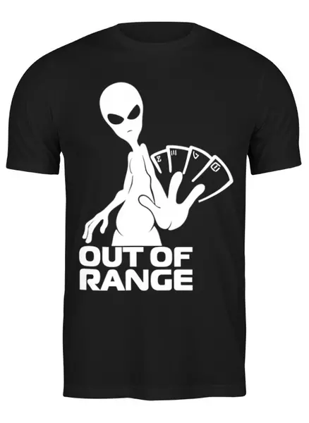Заказать мужскую футболку в Москве. Футболка классическая Alien 👽 Out of range от Алексей OUTOFRANGE - готовые дизайны и нанесение принтов.
