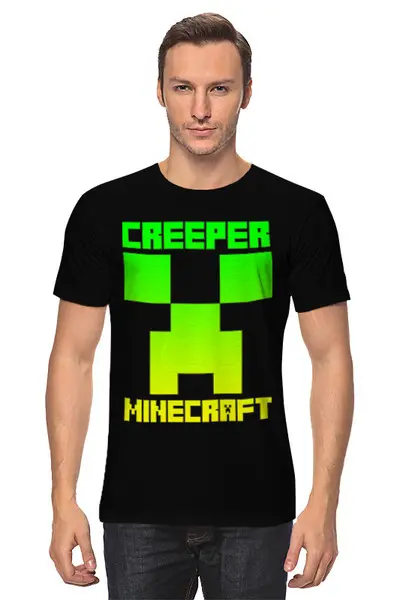 Заказать мужскую футболку в Москве. Футболка классическая MINECRAFT CREEPER от vista12761@rambler.ru - готовые дизайны и нанесение принтов.