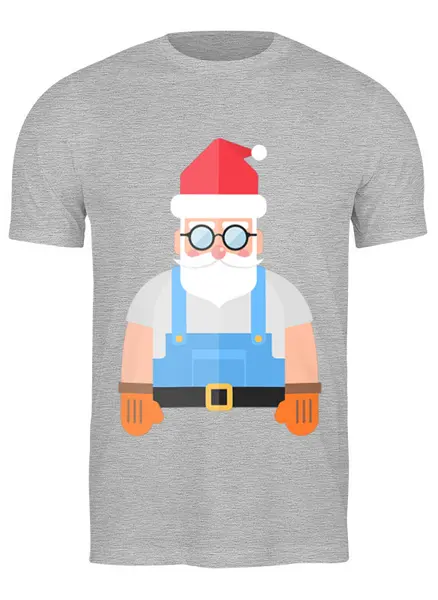 Заказать мужскую футболку в Москве. Футболка классическая Дед Мороз-строитель от Romanova - готовые дизайны и нанесение принтов.