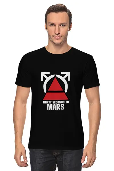 Заказать мужскую футболку в Москве. Футболка классическая Thirty Seconds to Mars от cherdantcev - готовые дизайны и нанесение принтов.