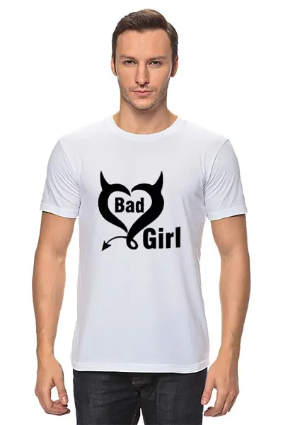 Заказать мужскую футболку в Москве. Футболка классическая Bad girl (Плохая девченка) от Easy-store - готовые дизайны и нанесение принтов.