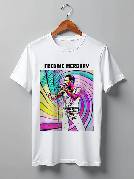 Заказать мужскую футболку в Москве. Футболка классическая Freddie Mercury от Fedor - готовые дизайны и нанесение принтов.