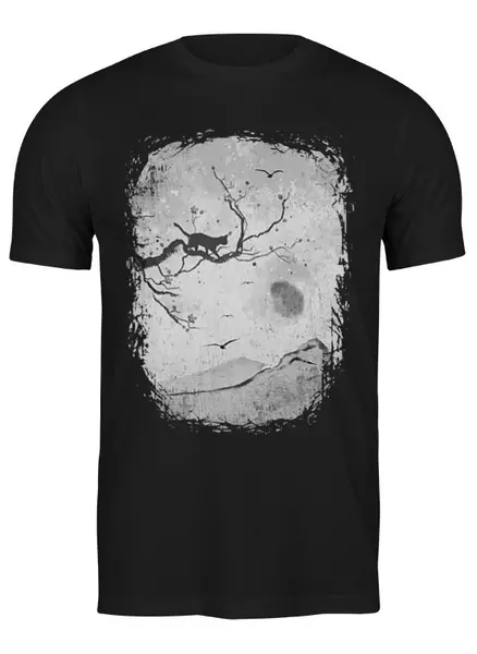 Заказать мужскую футболку в Москве. Футболка классическая Sakura Cat от oneredfoxstore@gmail.com - готовые дизайны и нанесение принтов.