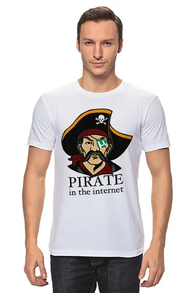 Заказать мужскую футболку в Москве. Футболка классическая Интернет Пират от sanc13hez - готовые дизайны и нанесение принтов.