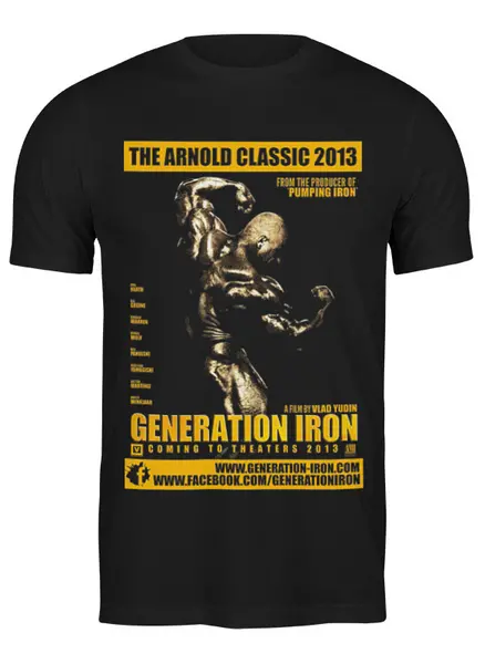 Заказать мужскую футболку в Москве. Футболка классическая Generation Iron / Поколение Железа от KinoArt - готовые дизайны и нанесение принтов.