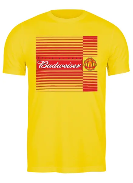 Заказать мужскую футболку в Москве. Футболка классическая Budweiser Manchester United от balden - готовые дизайны и нанесение принтов.