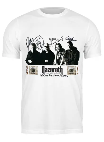 Заказать мужскую футболку в Москве. Футболка классическая Nazareth 2008 от botswana - готовые дизайны и нанесение принтов.