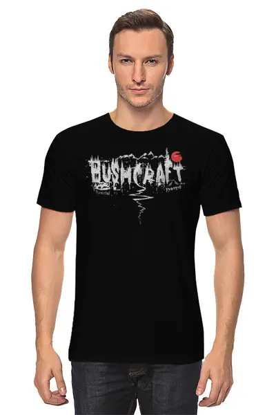 Заказать мужскую футболку в Москве. Футболка классическая Бушкрафт от oneredfoxstore@gmail.com - готовые дизайны и нанесение принтов.