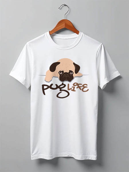 Заказать мужскую футболку в Москве. Футболка классическая Мопс (Pug) от trugift - готовые дизайны и нанесение принтов.