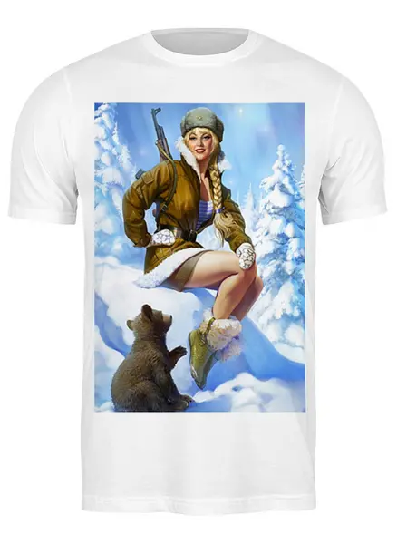 Заказать мужскую футболку в Москве. Футболка классическая на 23 февраля любимому от Apfelbaum - готовые дизайны и нанесение принтов.