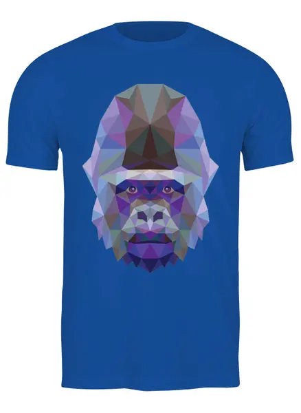 Заказать мужскую футболку в Москве. Футболка классическая Полигональная горилла от oldman - готовые дизайны и нанесение принтов.