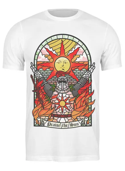 Заказать мужскую футболку в Москве. Футболка классическая Восславляя солнце от only_batman@mail.ru - готовые дизайны и нанесение принтов.