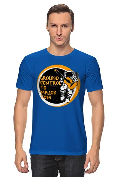 Заказать мужскую футболку в Москве. Футболка классическая Космонавт с Гитарой от fanart - готовые дизайны и нанесение принтов.