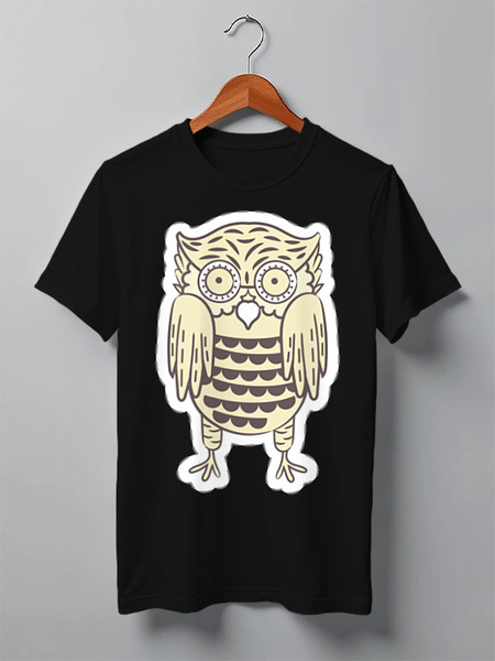 Заказать мужскую футболку в Москве. Футболка классическая Owl Here от oneredfoxstore@gmail.com - готовые дизайны и нанесение принтов.