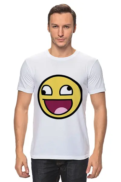 Заказать мужскую футболку в Москве. Футболка классическая Awesome smile от YellowCloverShop - готовые дизайны и нанесение принтов.